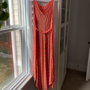 ⭐️⭐️Orange and grey stripe maternity dress